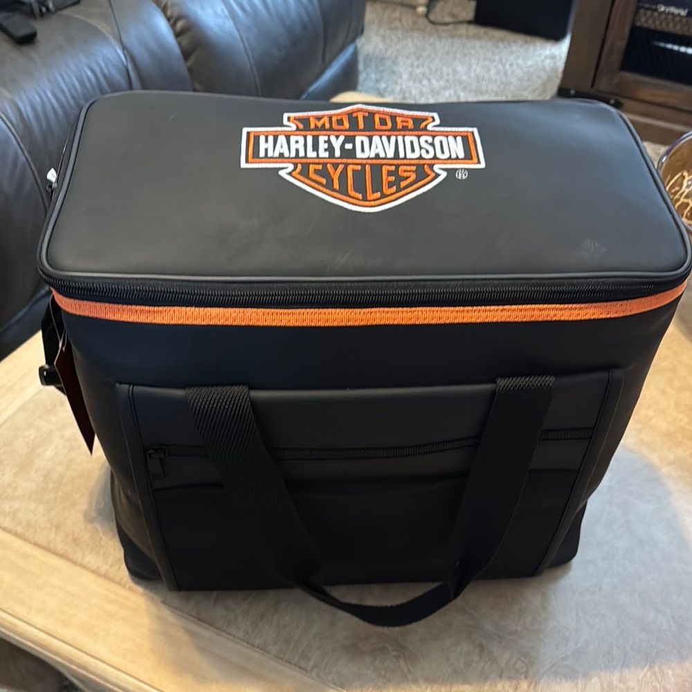 Harley-Davidson Black and Orange Duffel Bag with Iconic Branding